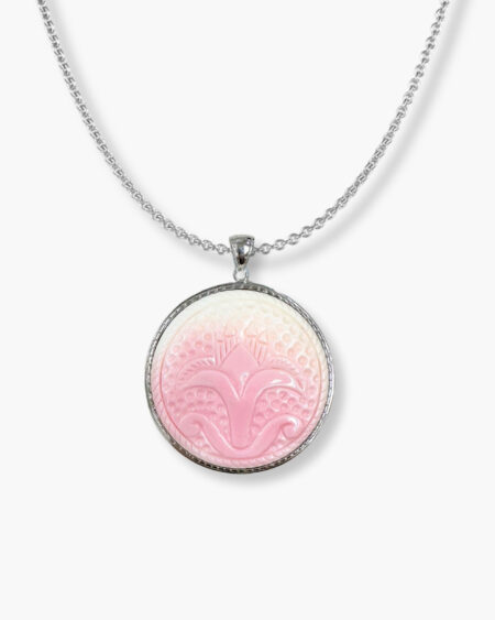 Round Carved Silver Pendant