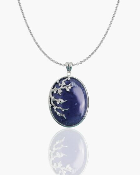 Lapis Oval Cabochon Branch Pendant