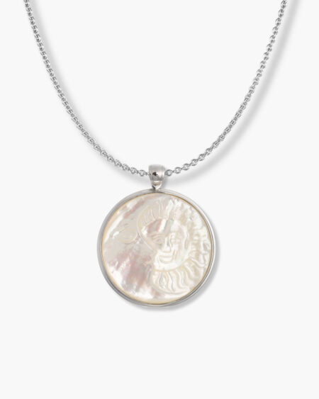 Round Carved Silver Pendant