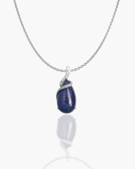 Simple Lapis Water Drop Cabochon Pendant