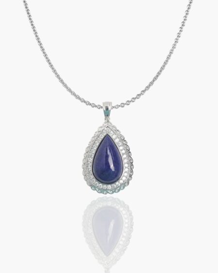 Grand Lapis Water Drop Filigree Pendant