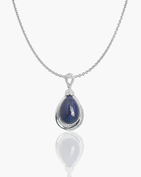 Grand Twinkling Lapis Drop Cabochon Pendant
