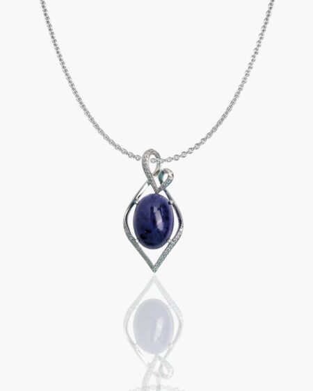 Grand Twinkling Lapis Oval Cabochon Pendant