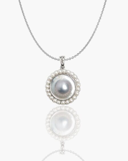 Round Mabe Pearl With Pearls Pendant