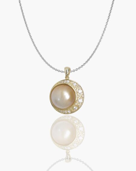 Crescent Moon With Mabe Pearl Gold Plated Pendant