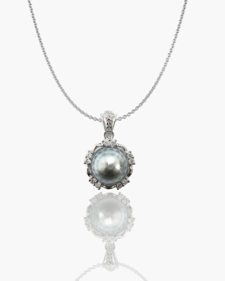 Faceted Tahitian Black Pearl Pendant
