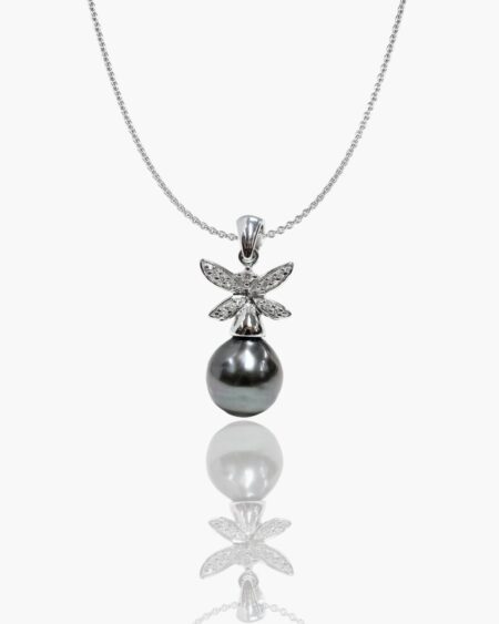 Dragonfly Tahitian Black Pearl Pendant