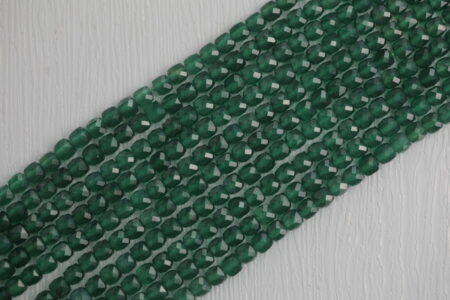 Green Agate Cube Shape (Faceted) Strand
