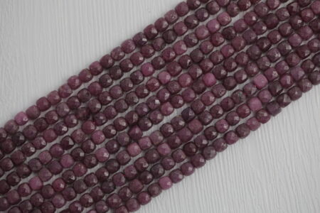 Ruby Cube Shape (Faceted) Strand