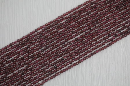 Red Garnet Round Beads (Faceted) Strand