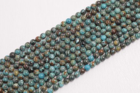 Compressed Turquoise Round Beads Strand